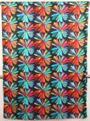 Écharpe en Soie Noir-Turquoise-Corail
