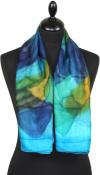 Foulard Carré en Soie Turquoise-Vert-Marine