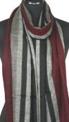 Pashmina 100% Cachemire Noir-Gris-Rouge