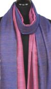 Pashmina 100% Cachemire Bicolore Bleu-Rose