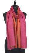 Pashmina 100% Cachemire Bicolore Fuchsia-Orange