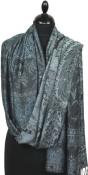 Étole en Modal/Soie Noir-Gris-Bleu
