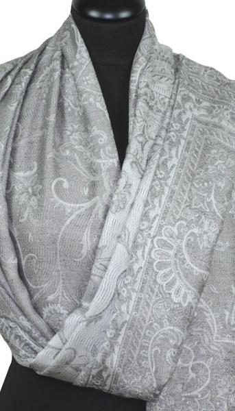 Étole en Modal/Soie Gris-Écru-Beige