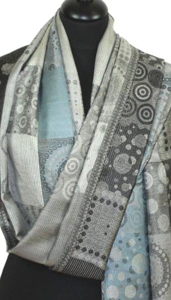 Étole en Soie Gris-Bleu-Noir