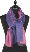 Pashmina 100% Cachemire Bicolore Bleu-Rose