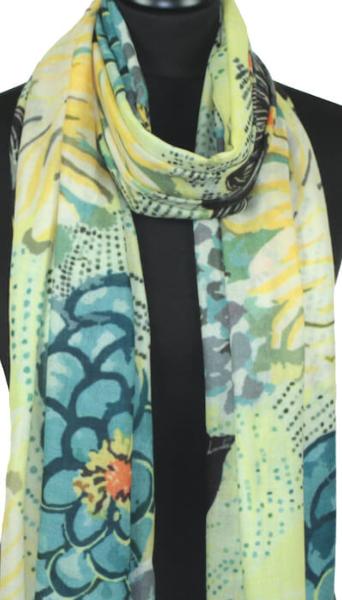 Azure Flowers Cashmere Scarf