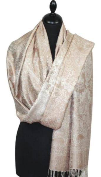 Étole en Soie Beige Rosé-Écru