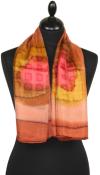 Foulard Carré en Soie Brique-Corail-Or