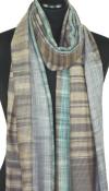 Pashmina 100% Cachemire Gris-Beige-Vert