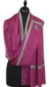 Pashmina fuchsia foncé brodé main