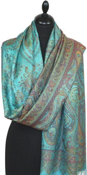 tole en Soie Turquoise-Rouge-Orange