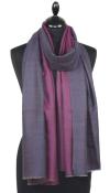 Pashmina 100% Cachemire Bicolore Marine-Fuchsia