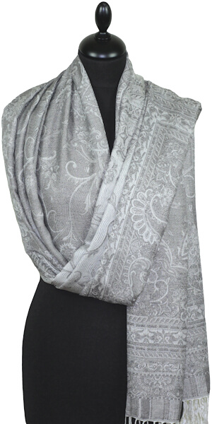 Étole en Modal/Soie Gris-Écru-Beige