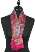 Foulard carré en soie fuchsia-orange-bleu