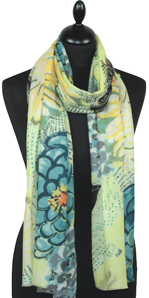 Écharpe Cachemire Fleurs d’Azur