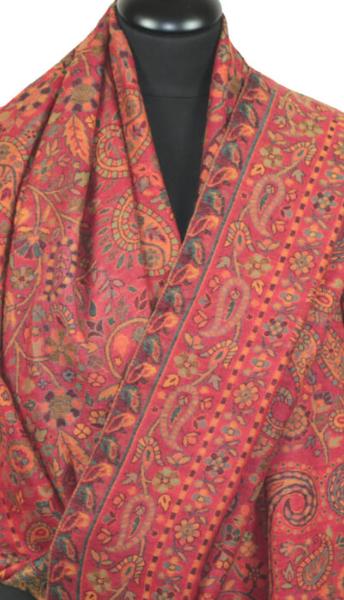 Étole Cachemire Rouge Floral Kani