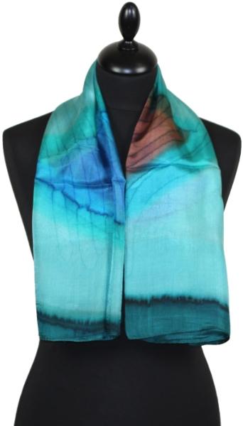 Foulard Carré en Soie Turquoise-Bleu-Canard