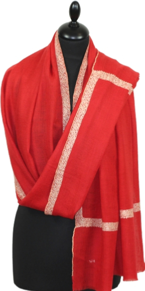 Red Embroidered Pashmina