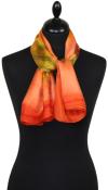 Foulard Carré en Soie Orange-Corail-Or