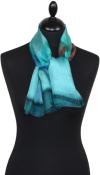 Foulard Carré en Soie Turquoise-Bleu-Canard