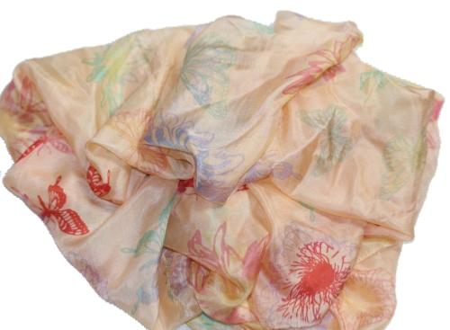 Foulard carré en soie champagne Rosé