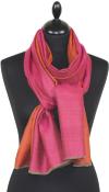 Pashmina 100% Cachemire Bicolore Fuchsia-Orange