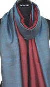 Pashmina 100% Cachemire Bicolore Bleu Turquoise-Rouge