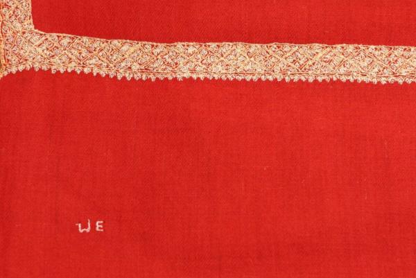 Pashmina Rouge Brodé à la Main