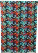Écharpe Cachemire Noir-Turquoise-Corail