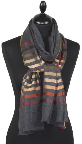 Écharpe Gris Anthracite en Laine et Soie