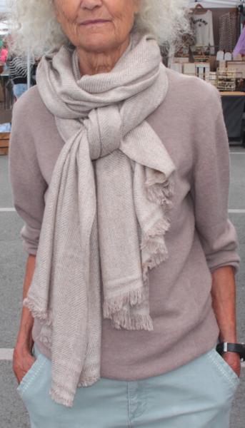 Étole Laine et Cachemire Beige Rosé