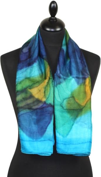 Foulard Carré en Soie Turquoise-Vert-Marine