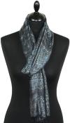 Étole en Modal/Soie Noir-Gris-Bleu