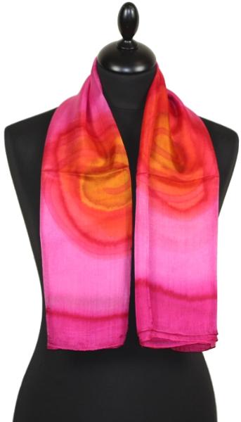 Foulard Carré en Soie Rose-Orange-Or