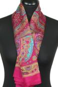 Foulard carré en soie fuchsia-orange-bleu