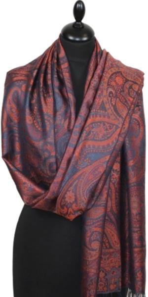 tole en Soie Indigo-Orange-Rouge