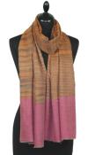 Pashmina 100% Cachemire Orange-Noir-Fuchsia