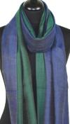 Pashmina 100% Cachemire Bicolore Bleu-Vert