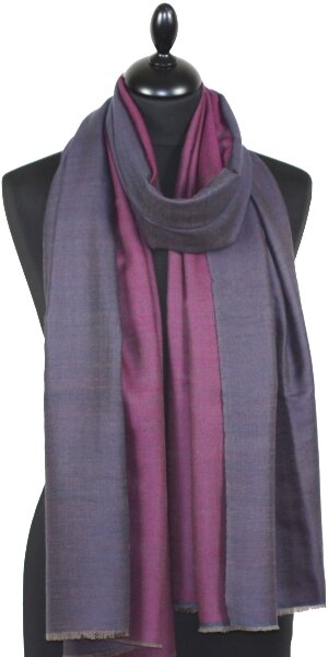 Pashmina 100% Cachemire Bicolore Marine-Fuchsia