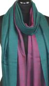 Pashmina 100% Cachemire Bicolore Vert-Fuchsia