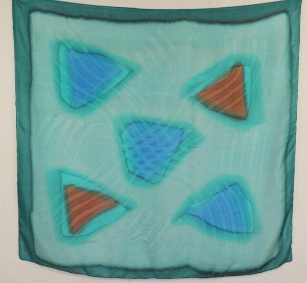 Foulard Carré en Soie Turquoise-Bleu-Canard