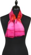 Foulard Carré en Soie Rose-Orange-Or