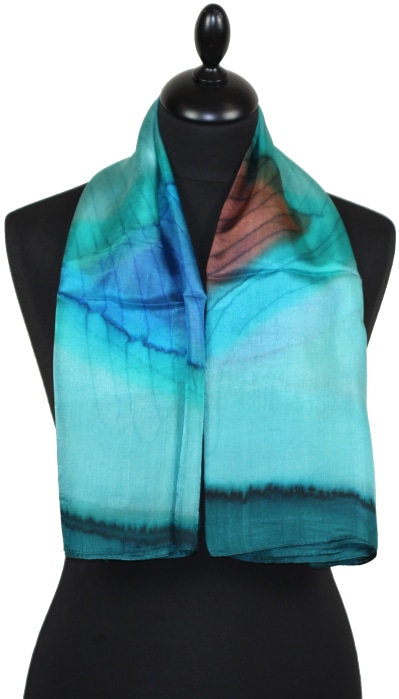 Foulard Carré en Soie Turquoise-Bleu-Canard