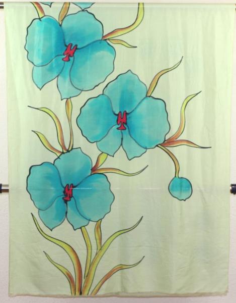 Écharpe en Soie Vert-Turquoise-Noir