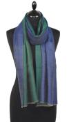 Pashmina 100% Cachemire Bicolore Bleu-Vert