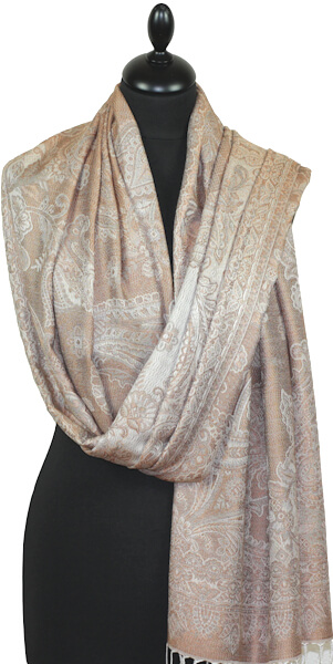 Étole en Modal/Soie Beige-Gris-Écru