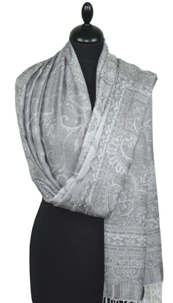 Étole en Modal/Soie Gris-Écru-Beige