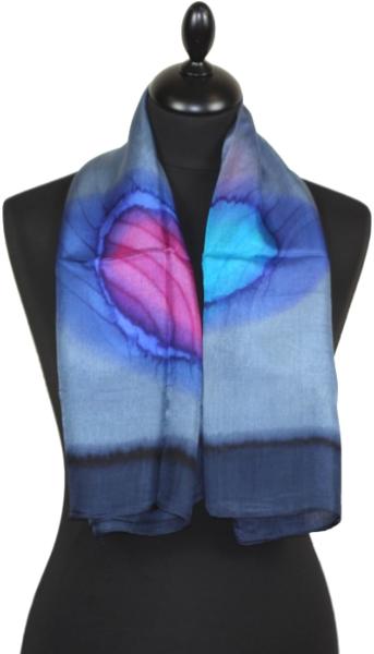 Foulard Carré en Soie Marine-Bleu-Fuchsia