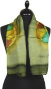 Foulard Carré en Soie Vert-Bleu-Or