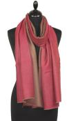 Pashmina 100% Cachemire Bicolore Fuchsia-Beige